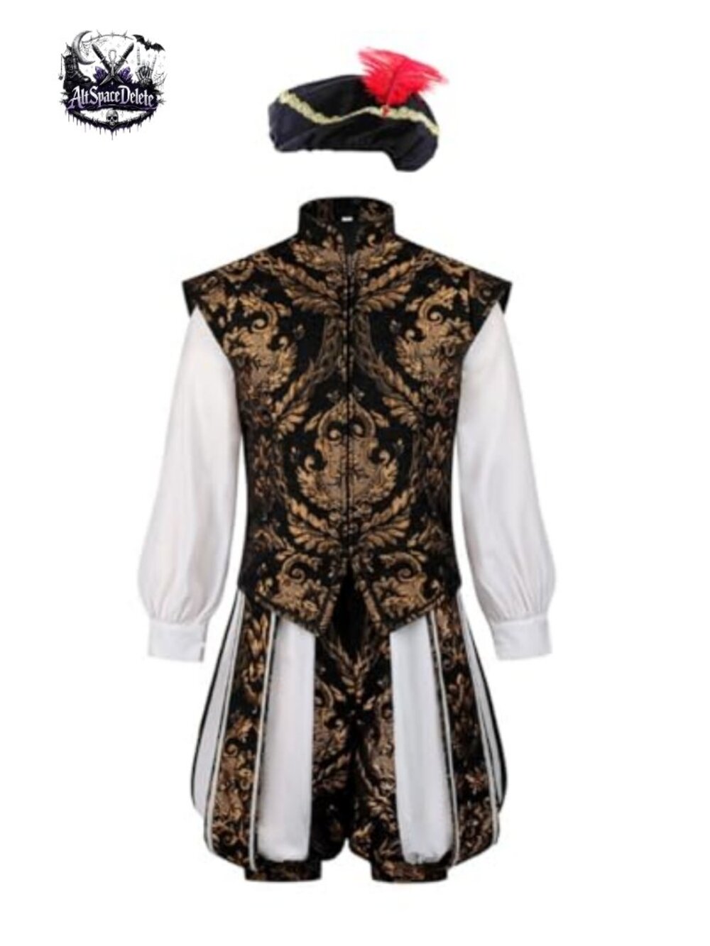 Men's Tudor King Nobleman Costume Jacquard Doublet Pumpkin Pants Set